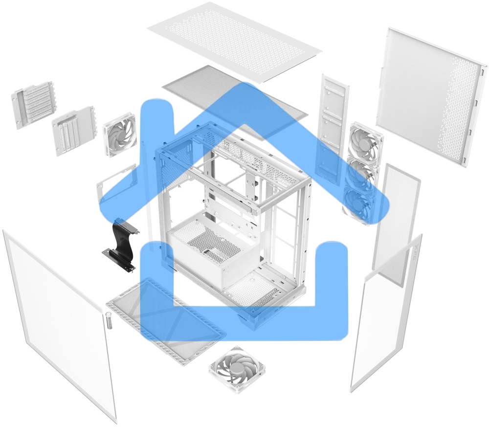 Компьютерный корпус XPG INVADER X WHITE (INVADERXMT-WHCWW) Mid-Tower Gaming ATX PC Case with Panoramic View, Tempered Glass Panels, and RGb Lighting Black