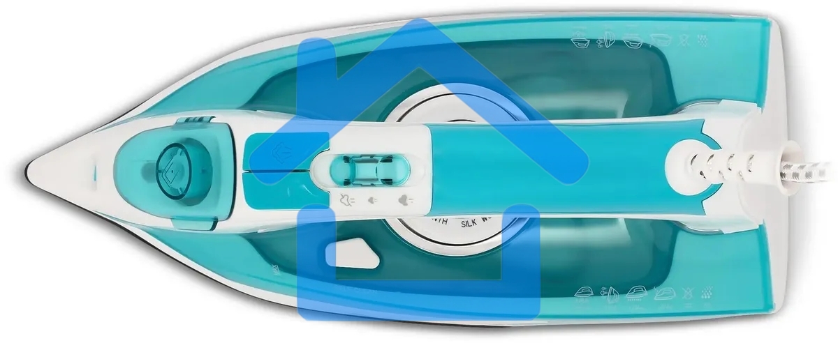 Утюг Vitek VT-8355 (MC) белый/бирюзовый 1. Максимальная мощность 2600 Вт 2. Керамическая подошва 3. Емкость для воды 400 мл