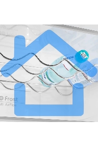 Холодильник Maunfeld MFF200NFWE белый, двухкамерный, 271/106 л, морозилка снизу, Total No Frost