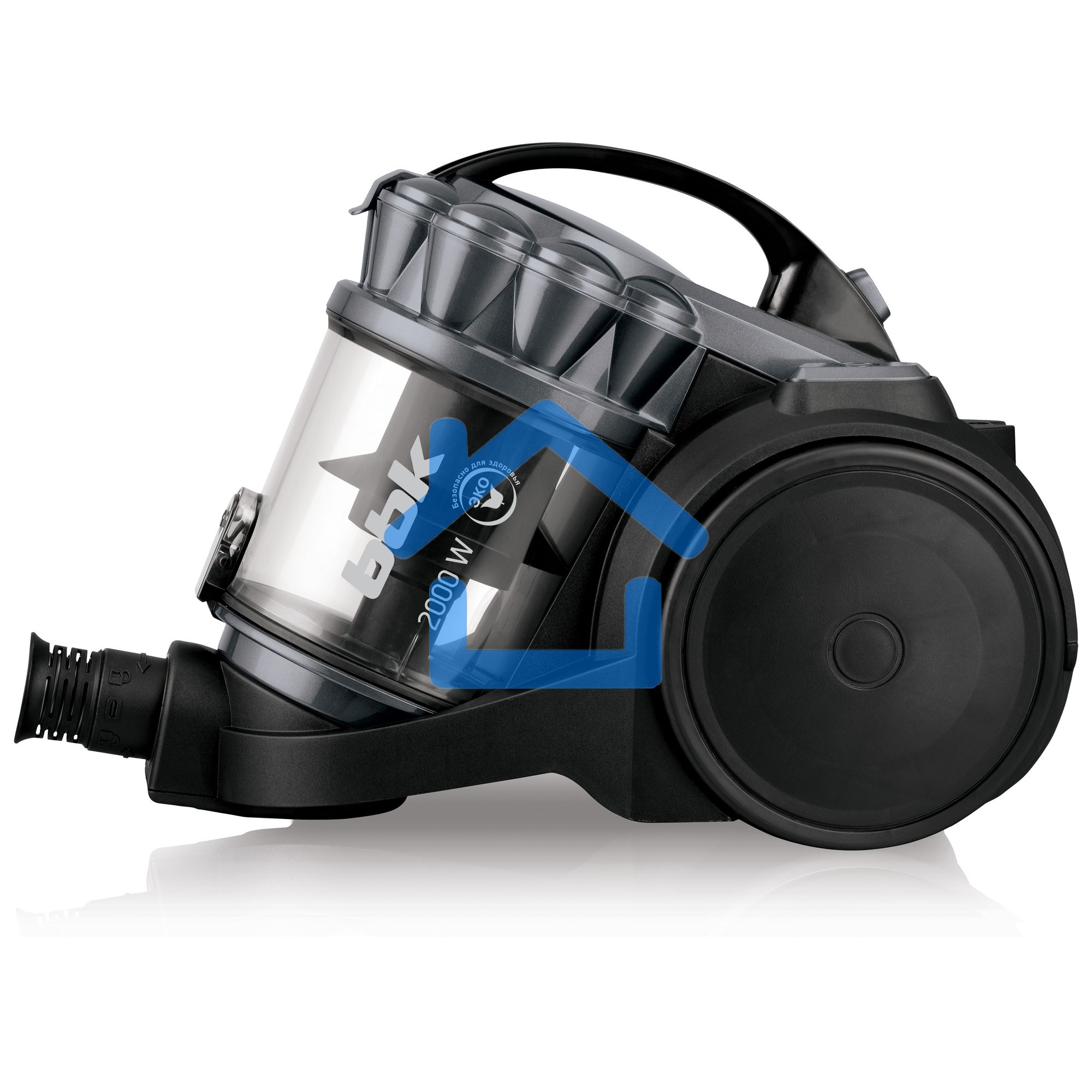 Пылесос BBK BV1505 серый/черный, 350/2000 Вт, уборка сухая, пылесборник контейнер 2 л