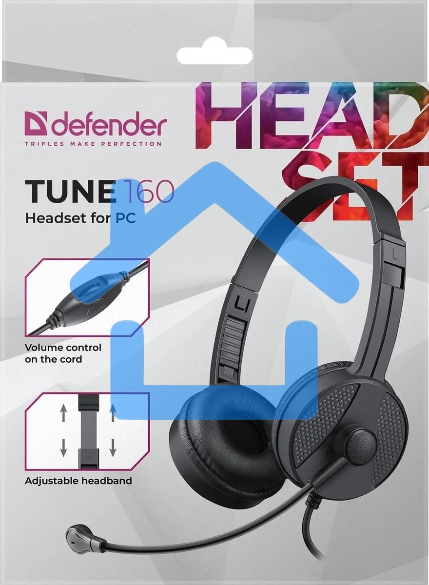 Гарнитура проводная Defender Tune 160 (черный, провод 1.8 м) (63164)