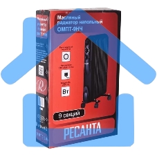 Обогреватель масляный Ресанта ОМПТ-9НЧ (9 секций) черный, 2000 Вт, 25 м2, термостат 67/3/14