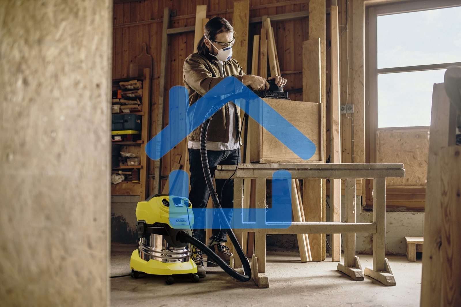 Строительный пылесос Karcher WD 4 P S V-20/5/22 желтый, 1000 Вт, уборка сухая/сбор воды/выдув, пылесборник мешок/контейнер, 20 л