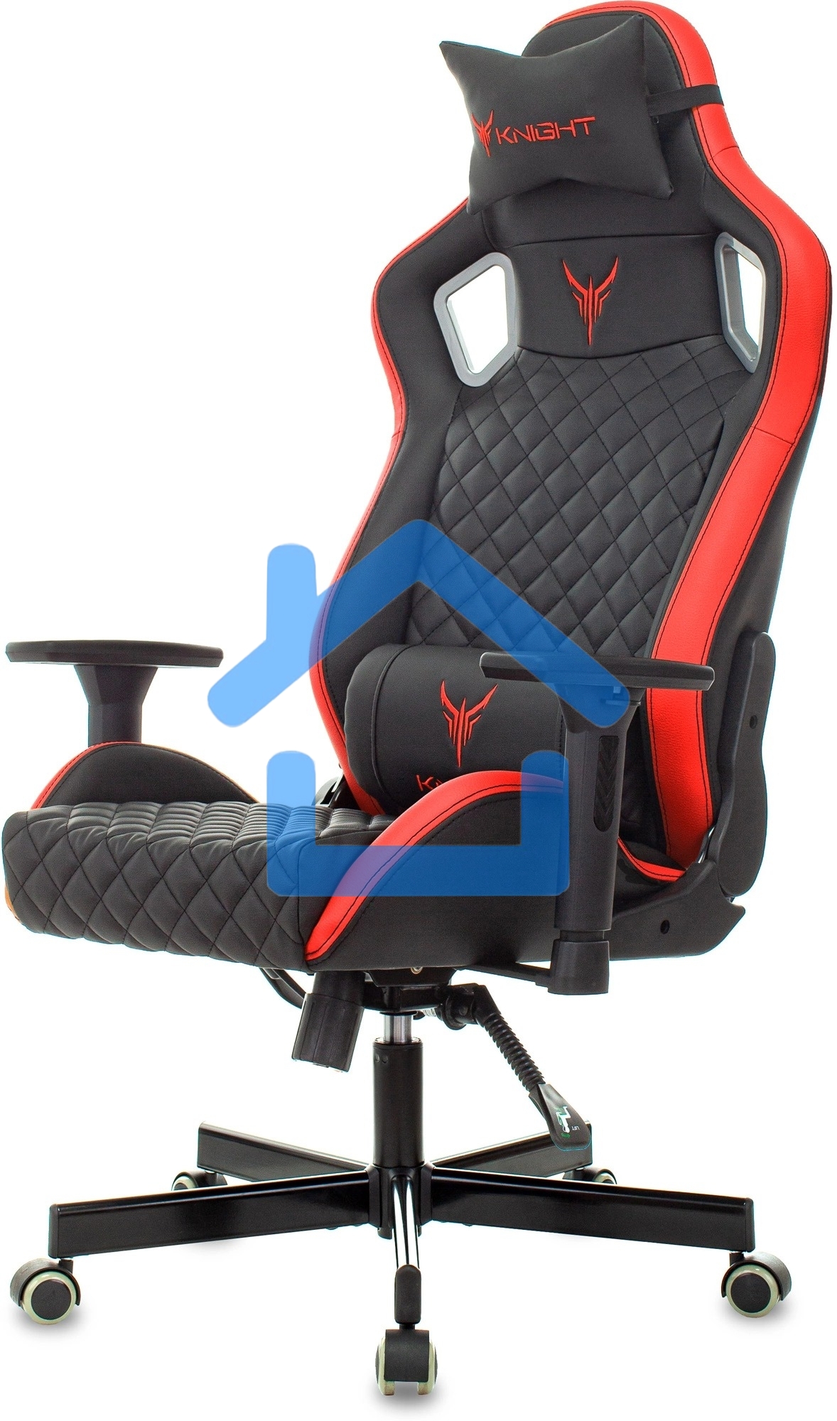 Кресло игровое Knight OUTRIDER черный/красный ромбик эко.кожа с подголов. крестовина металл