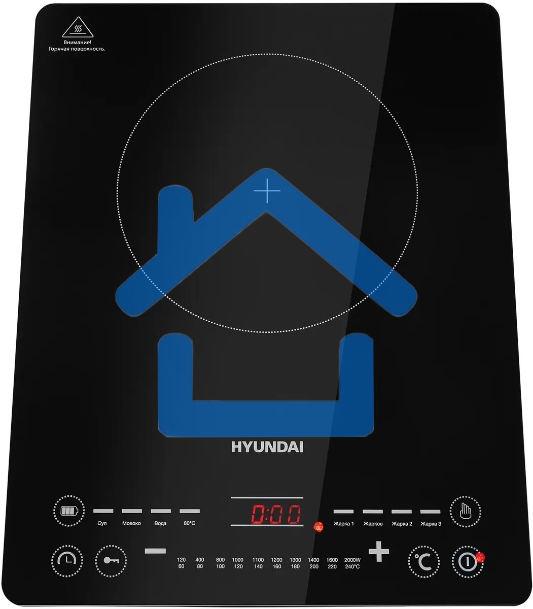 Плита Индукционная Hyundai HYC-0110 черный/серебристый закаленное стекло (настольная)