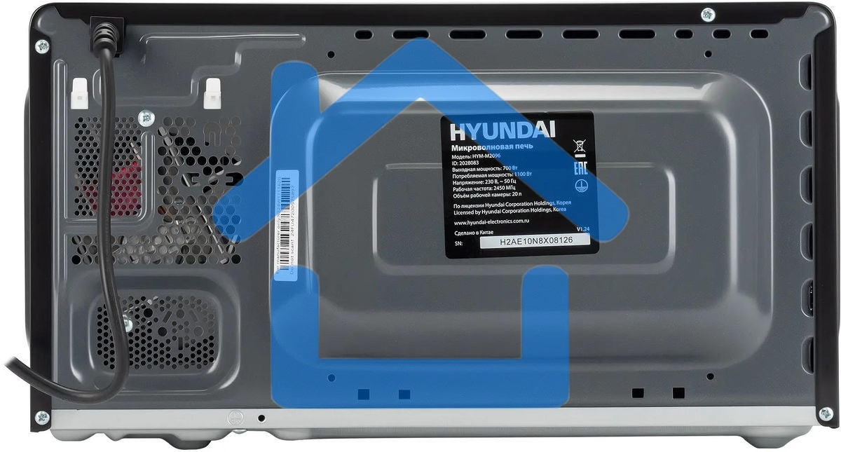 Микроволновая печь Hyundai HYM-M2096 черный, 20 л, 700 Вт, переключатели - поворотный механизм