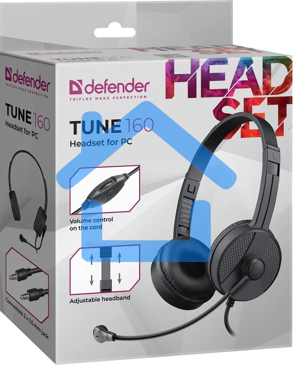 Гарнитура проводная Defender Tune 160 (черный, провод 1.8 м) (63164)