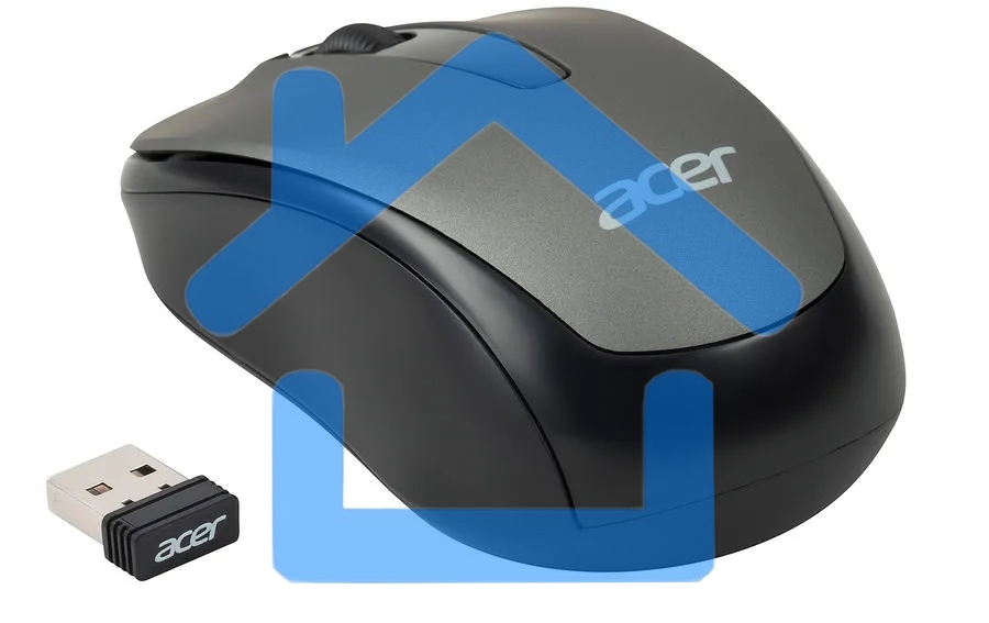 Мышь беспроводная Acer OMR134 серый, 1000 dpi, радиоканал, USB, кнопки - 3