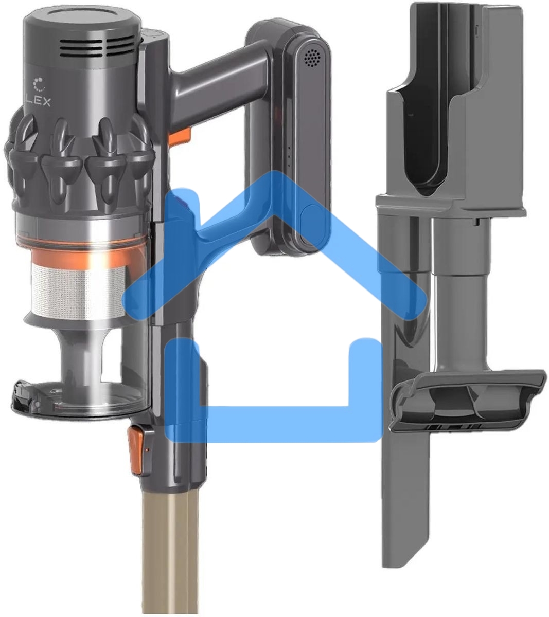 Пылесос вертикальный LEX LXVCS 7071 оранжевый, питание от аккумулятора, 196 Вт, уборка сухая, пылесборник 0.8 л, работа от АКБ max 40 мин