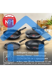 Сковорода Tefal Force 4218024 круглая 24см покрытие: антипригарное ручка несъемная (без крышки) черный (9100048315)
