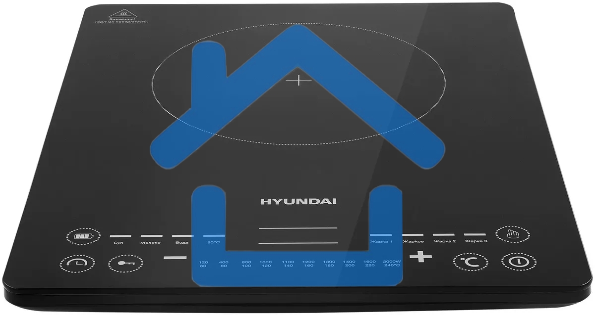 Плита Индукционная Hyundai HYC-0110 черный/серебристый закаленное стекло (настольная)