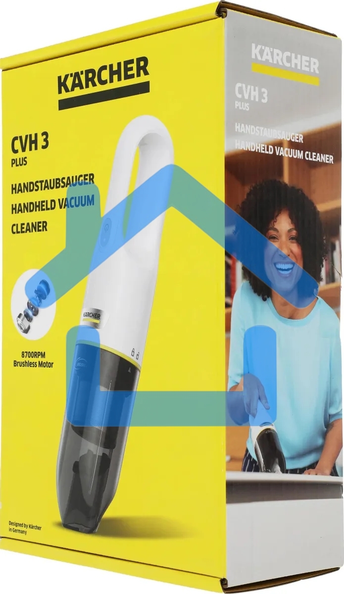 Пылесос ручной Karcher CVH 3 Plus белый, питание от аккумулятора, 70 Вт, уборка сухая, пылесборник 0.15 л, работа от АКБ max 20 мин