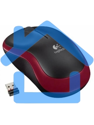 Мышь беспроводная Logitech M186 черный/красный, 1000 dpi, радиоканал, USB, кнопки - 3