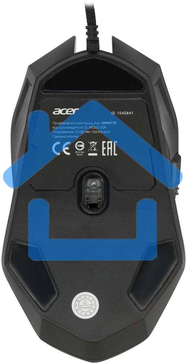 Мышь проводная Acer OMW170 черный, 3200 dpi, USB, кнопки - 6