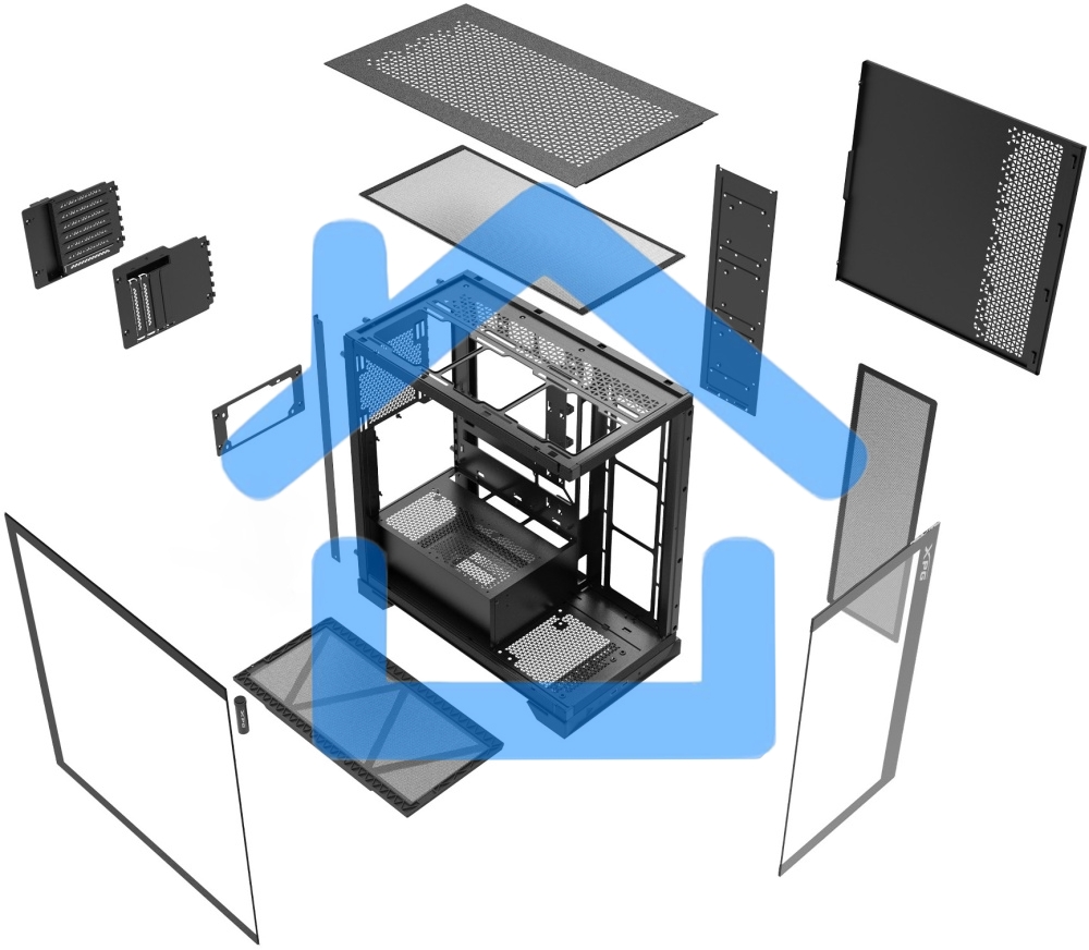 Компьютерный корпус XPG INVADER X черный (INVADERXMTWOF-BKCWW) Mid-Tower, Micro-ATX, Mini-ITX, Standard-ATX, USB 3.2 Gen2 Type-A, USB 3.2 Gen2 Type-C