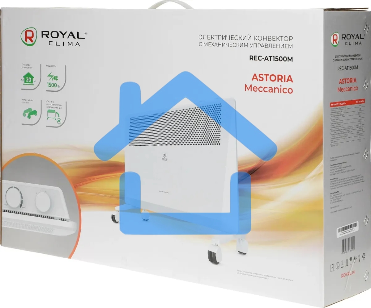 Конвектор Royal Clima Astoria Meccanico REC-AT1500M белый, 1500 Вт, 20 м2, термостат
