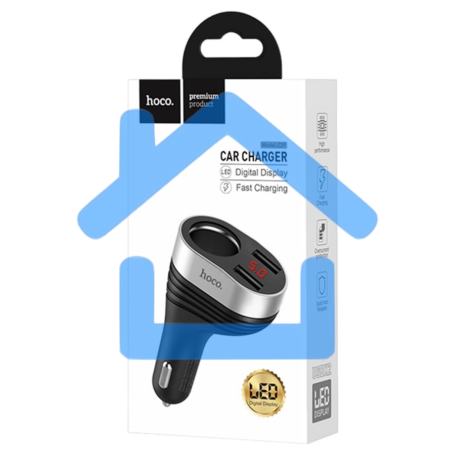 Автомобильная зарядка HOCO Z29 Regal, 2xUSB + прикуриватель, 3.1A, 96W, черный