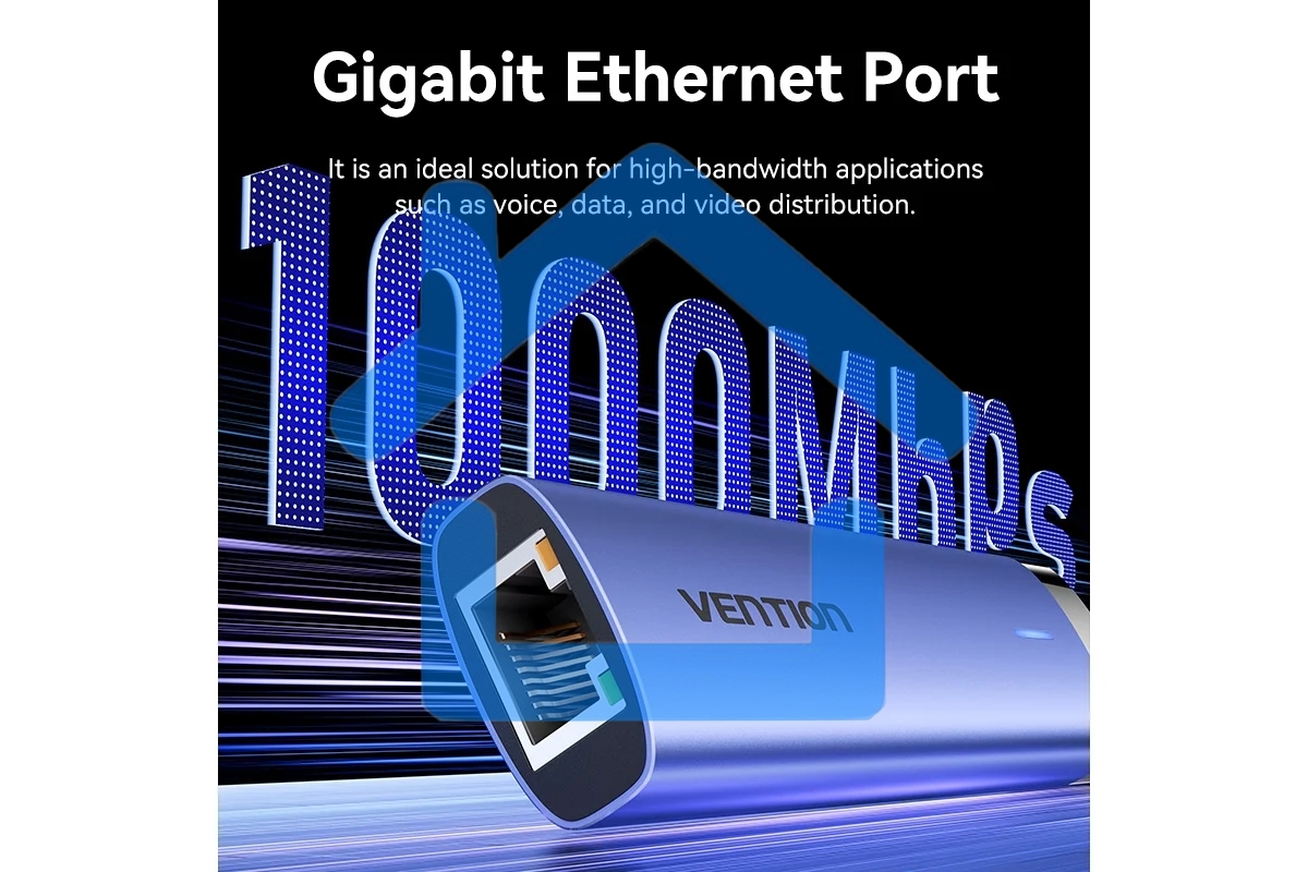 Сетевой адаптер Vention USB 3.0 M/Gigabit Ethernet RJ45+OTG хаб 3xUSB Синий - 0.15м.