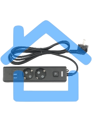 Бытовой удлинитель PowerCube, 2р с/з вык.,3USB, 3500 Вт, 16А, 1.9 м, 3*1,0 черный PC-5B-2M