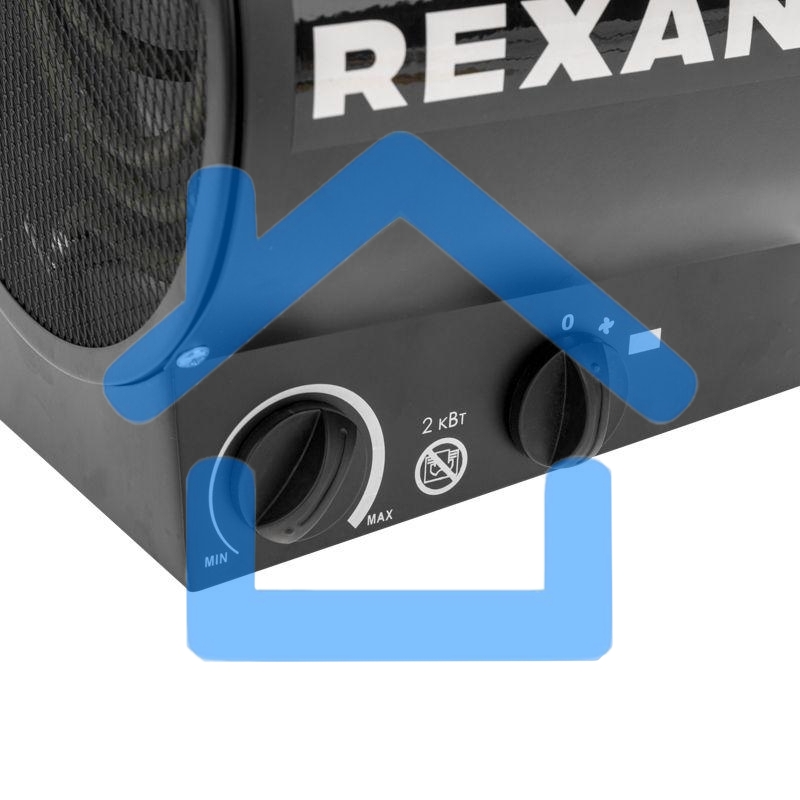 Пушка тепловая электрическая Rexant 60-0036 круглая, прямоугольная подставка, ТЭН, 2кВт