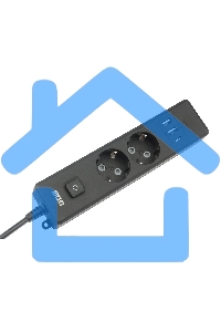 Бытовой удлинитель PowerCube, 2р с/з вык.,3USB, 3500 Вт, 16А, 1.9 м, 3*1,0 черный PC-5B-2M