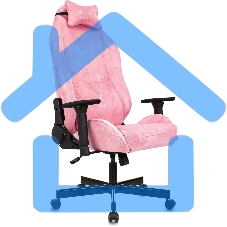 Кресло игровое Knight N1 Fabric розовый Velvet 36 с подголов. крестовина металл