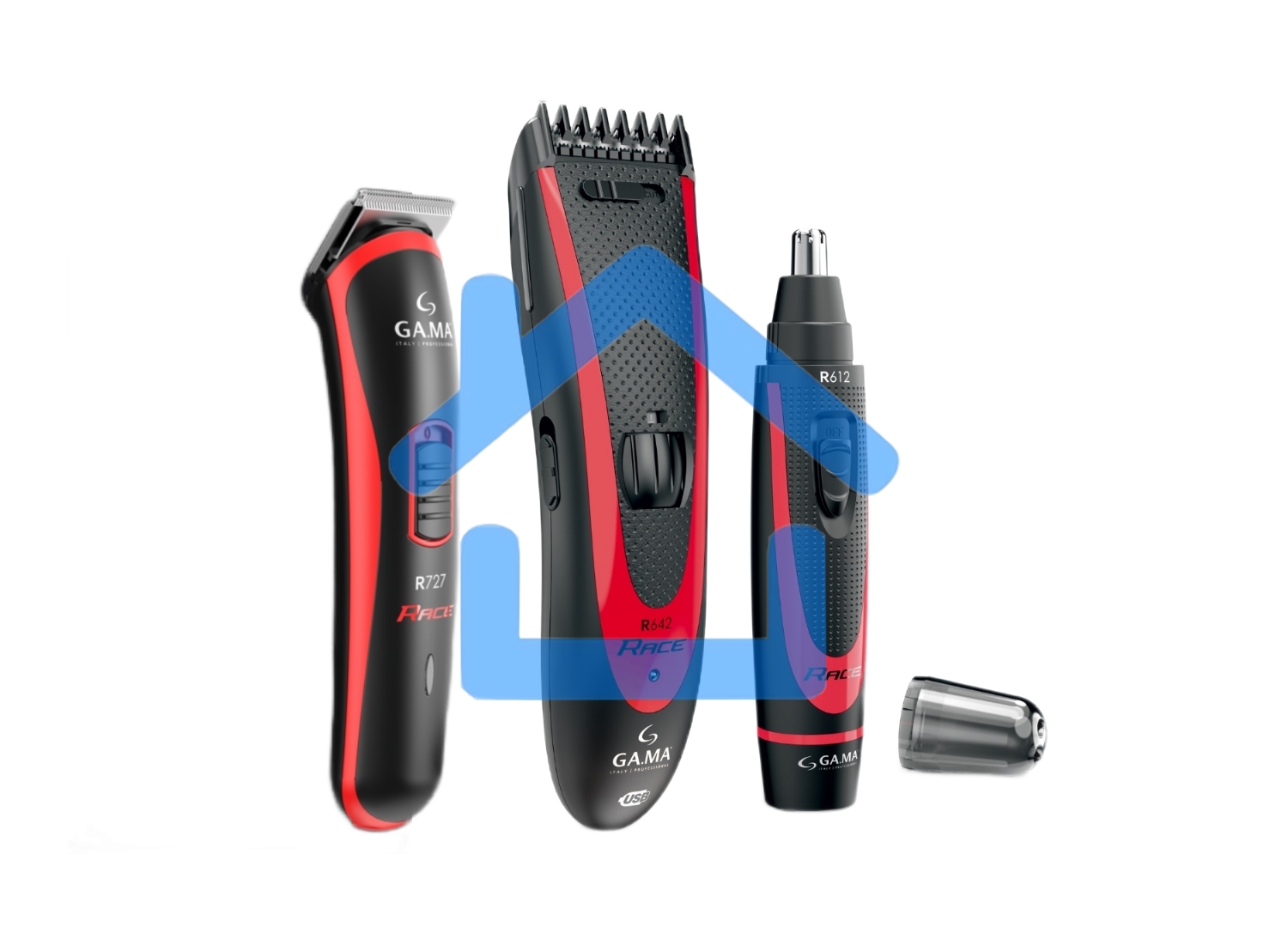 Набор для стрижки GA.MA Машинка R642 - HF + Триммер R727 - HF + Триммер R612 - HF (GM4783)