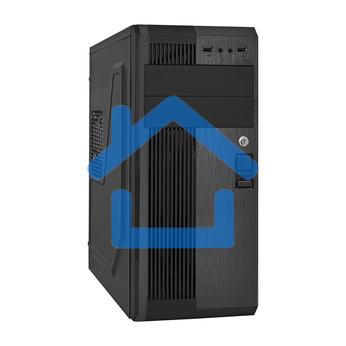 Компьютерный корпус Miditower ExeGate UN-605B Black, ATX, (UN350, 120мм), 2*USB, Audio, замок блокировки кнопки питания