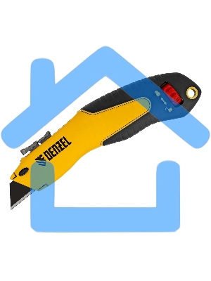 Нож строительный Denzel 19 мм, сменное трапециевидное лезвие, SK4, алюминиевый корпус, торцевой зажим