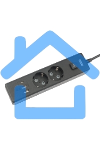 Бытовой удлинитель PowerCube, 2р с/з вык.,3USB, 3500 Вт, 16А, 1.9 м, 3*1,0 черный PC-5B-2M