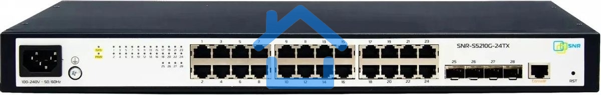 Управляемый коммутатор SNR уровня 2+, 24 порта 10/100/1000Base-T, 4 порта 1/10G SFP+