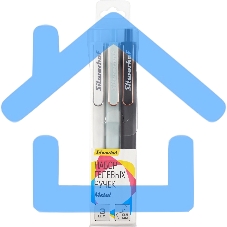 Набор ручек гелевых автоматических Silwerhof NG Metal, d=0.5мм, синие чернила, блистер с европодвесом (3шт) сменный стержень