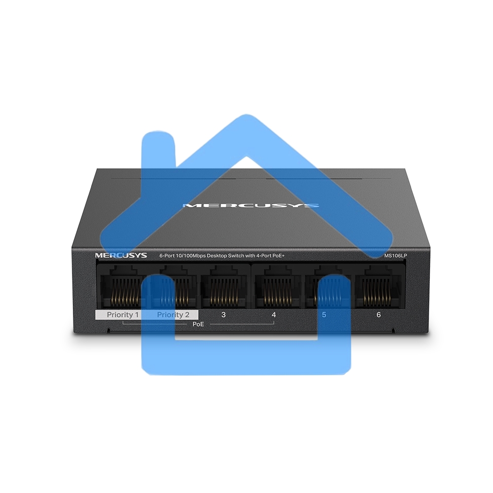 Настольный коммутатор Mercusys MS106LP с 6 портами 10/100 Мбит/с (4 порта PoE+)