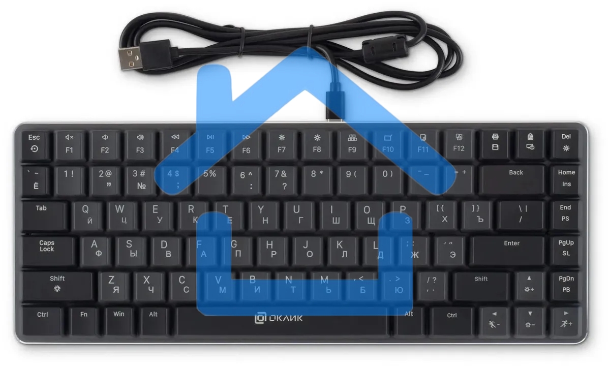 Клавиатура Oklick K615X (1934413) проводная, USB, серый + серебристый