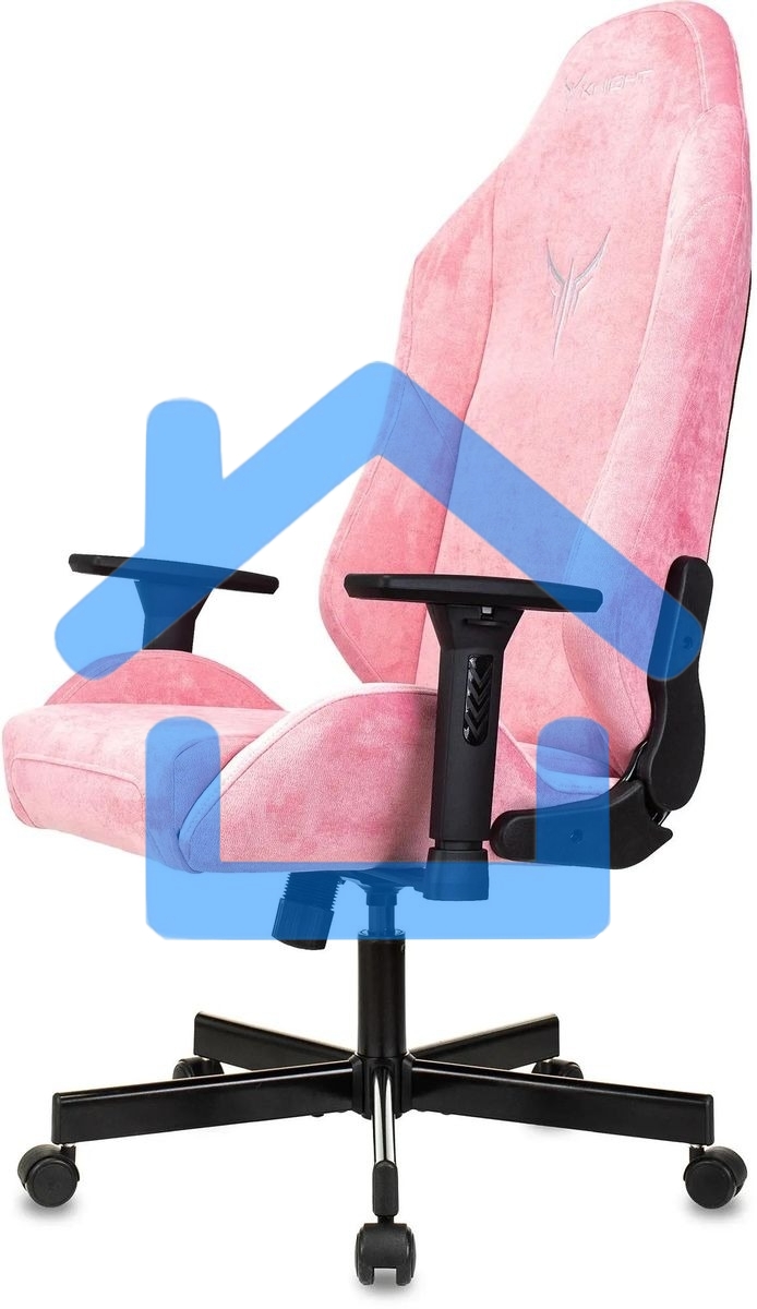 Кресло игровое Knight N1 Fabric розовый Velvet 36 с подголов. крестовина металл