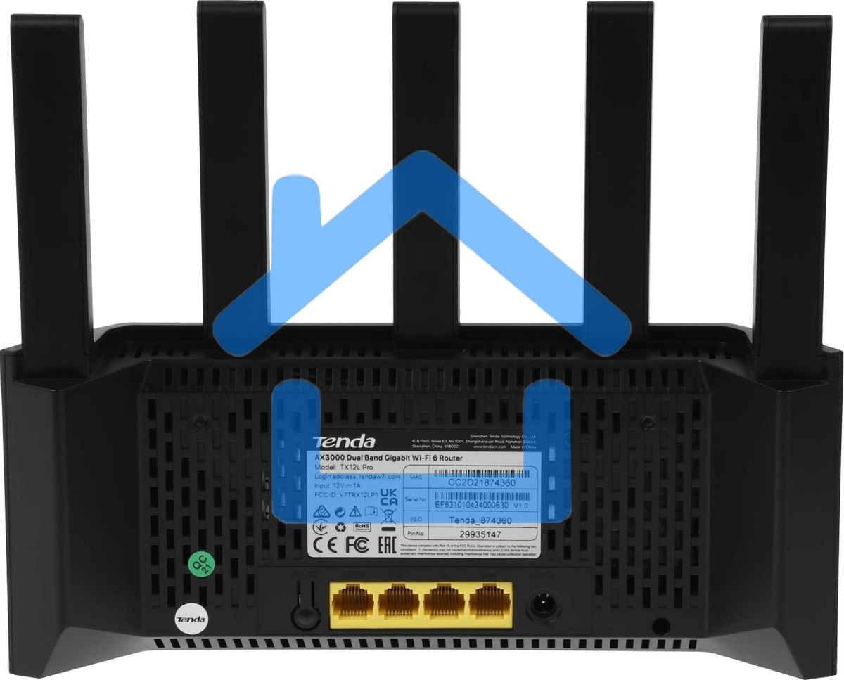 Двухдиапазонный Wi-Fi 6 роутер Tenda TX2L Pro AX1500, до 300 Мбит/с на 2,4 ГГц + до 1201 Мбит/с на 5 ГГц, LAN 3x1Гбит/с