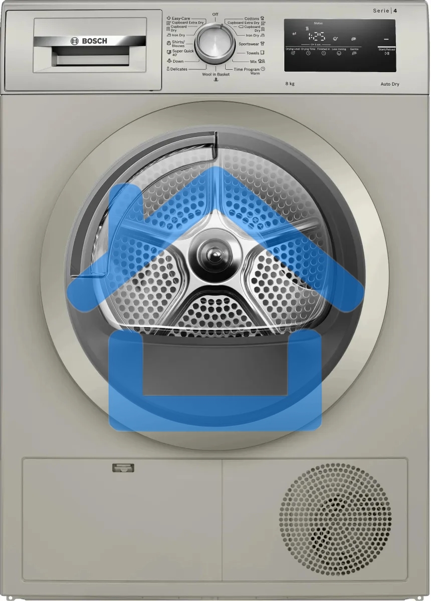 Сушильная машина Bosch WTN86202ME серый, 8 кг, сушка - конденсационная, программ - 13, 59.8 x 84.2 x 61.3 см