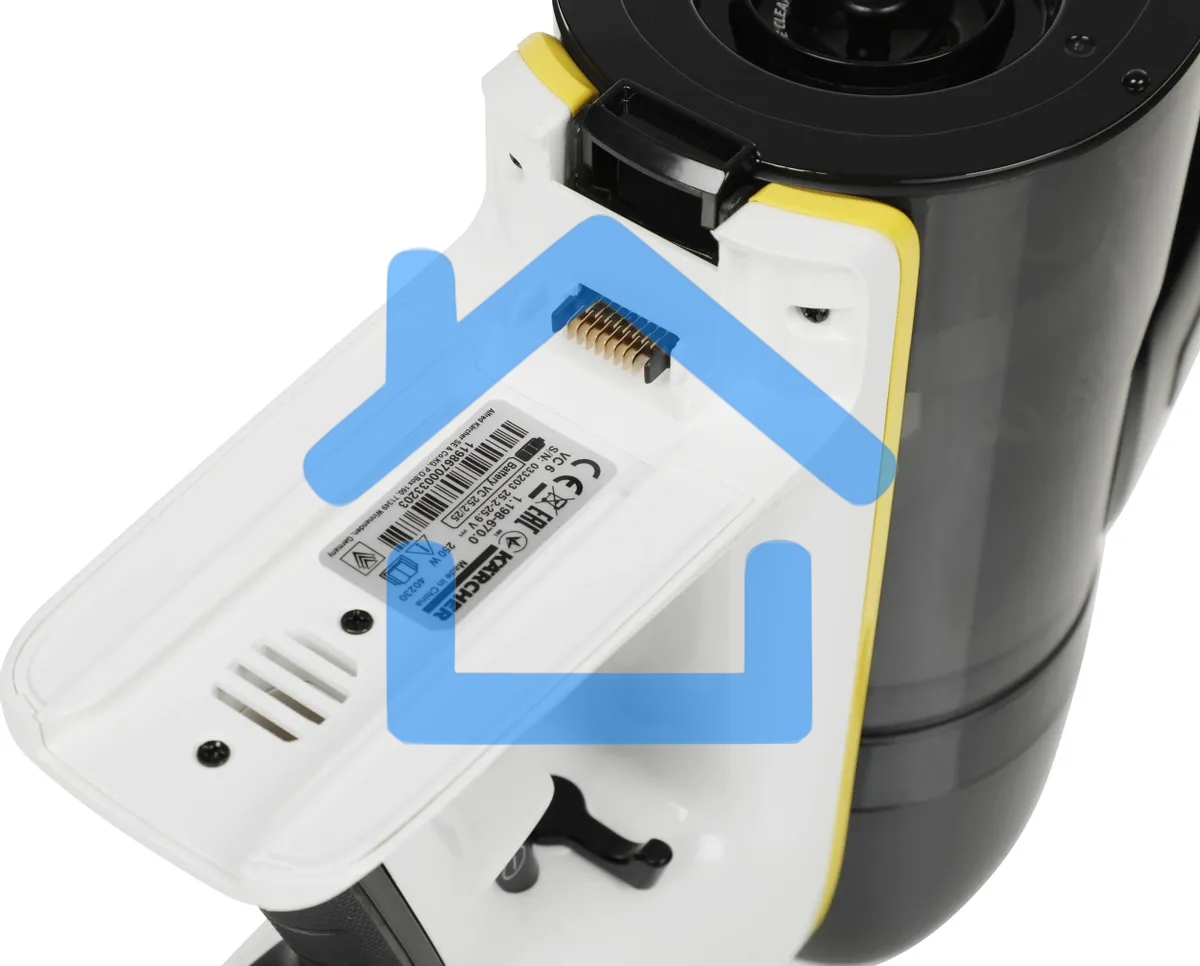 Пылесос вертикальный/ручной Karcher VC 6 Cordless ourFamily белый/черный, питание от аккумулятора, 250 Вт, уборка сухая, пылесборник 0.8 л, работа от АКБ max - 50 мин