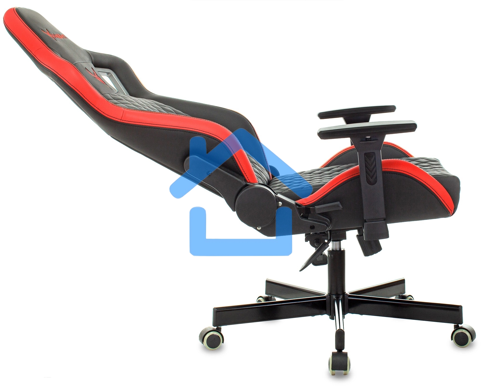 Кресло игровое Knight OUTRIDER черный/красный ромбик эко.кожа с подголов. крестовина металл