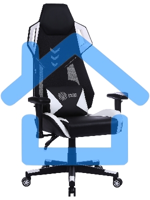 Кресло игровое Cactus CS-CHR-090BLW черный/белый, сиденье черный/белый, эко.кожа, крестовина пластик, пластик черный/белый