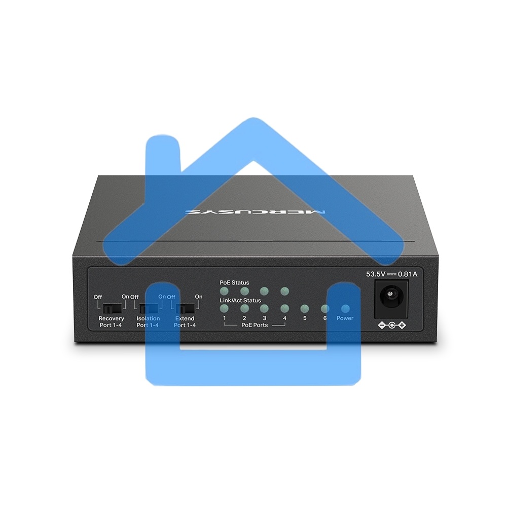 Настольный коммутатор Mercusys MS106LP с 6 портами 10/100 Мбит/с (4 порта PoE+)