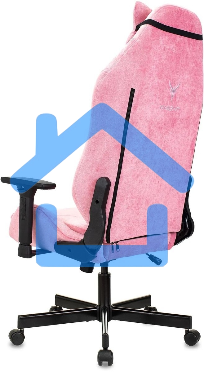 Кресло игровое Knight N1 Fabric розовый Velvet 36 с подголов. крестовина металл