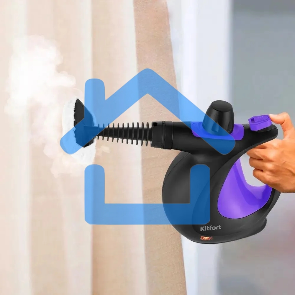 Пароочиститель ручной Kitfort КТ-9195 1050Вт черный/фиолетовый