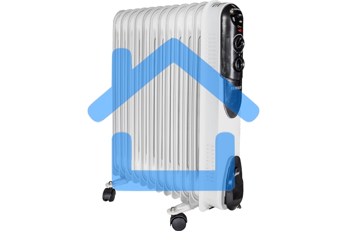 Обогреватель масляный EUROLUX ОМПТ-EU-12Н (12 секций) белый, 2500 Вт, 30 м2, термостат 67/3/20