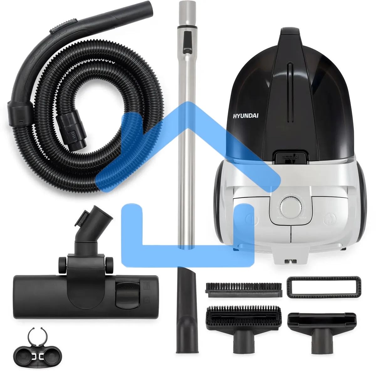 Пылесос Hyundai HYV-C2650 черный/серебристый, 380/2200 Вт, уборка сухая, пылесборник контейнер 3.5 л