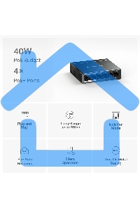 Настольный коммутатор Mercusys MS106LP с 6 портами 10/100 Мбит/с (4 порта PoE+)