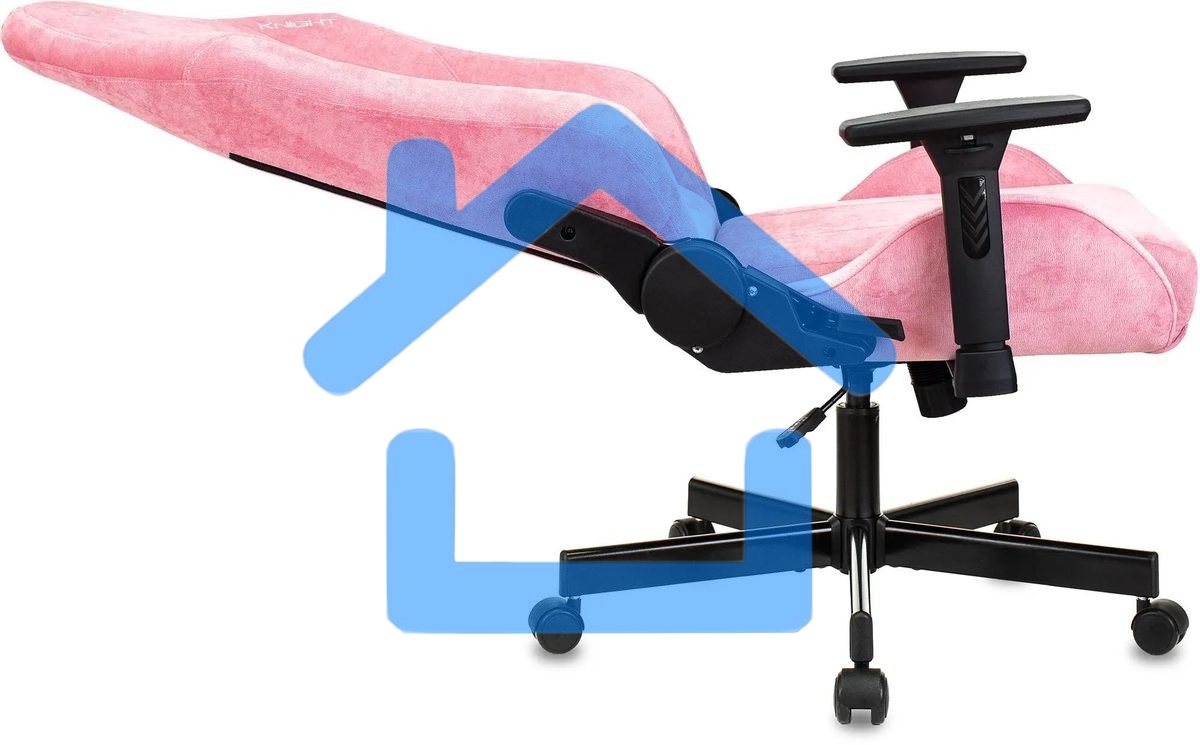 Кресло игровое Knight N1 Fabric розовый Velvet 36 с подголов. крестовина металл