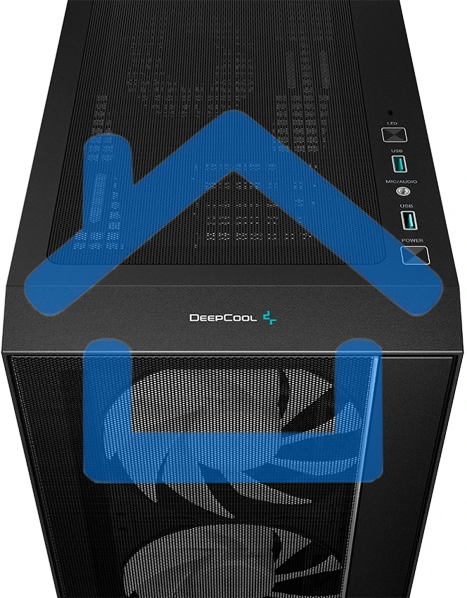 Компьютерный корпус Deepcool MATREXX 55 MESH V4 без БП, боковое окно (закаленное стекло), 3xARGB LED 140мм вентилятора спереди, 1xARGB LED 120мм вентилятор сзади, черный, ATX
