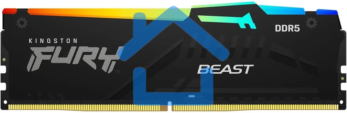 Оперативная память Kingston Fury Beast, DDR5, 32Gb (1x32Gb), 6000MHz, CL36, DIMM, с радиатором, RGB, черный