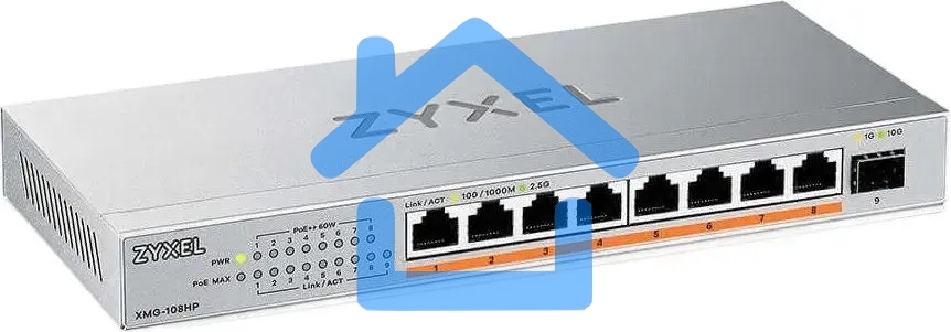 Коммутатор Zyxel XMG-108HP-EU0101F (L2) 8x2.5Гбит/с 1SFP+ 8PoE++ 100W неуправляемый